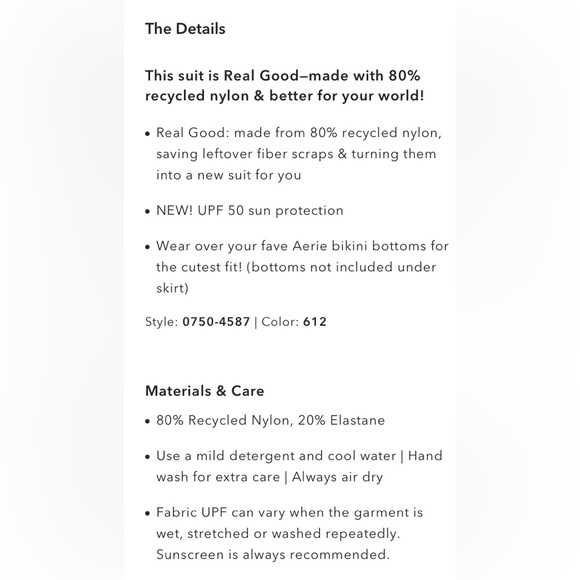 NWT Aerie Ruched Mid Rise Swim Skirt - Picture 8 of 8